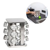 Set de 12 Condimenteros Giratorio de Acero Inoxidable Cuadrado 250CU01