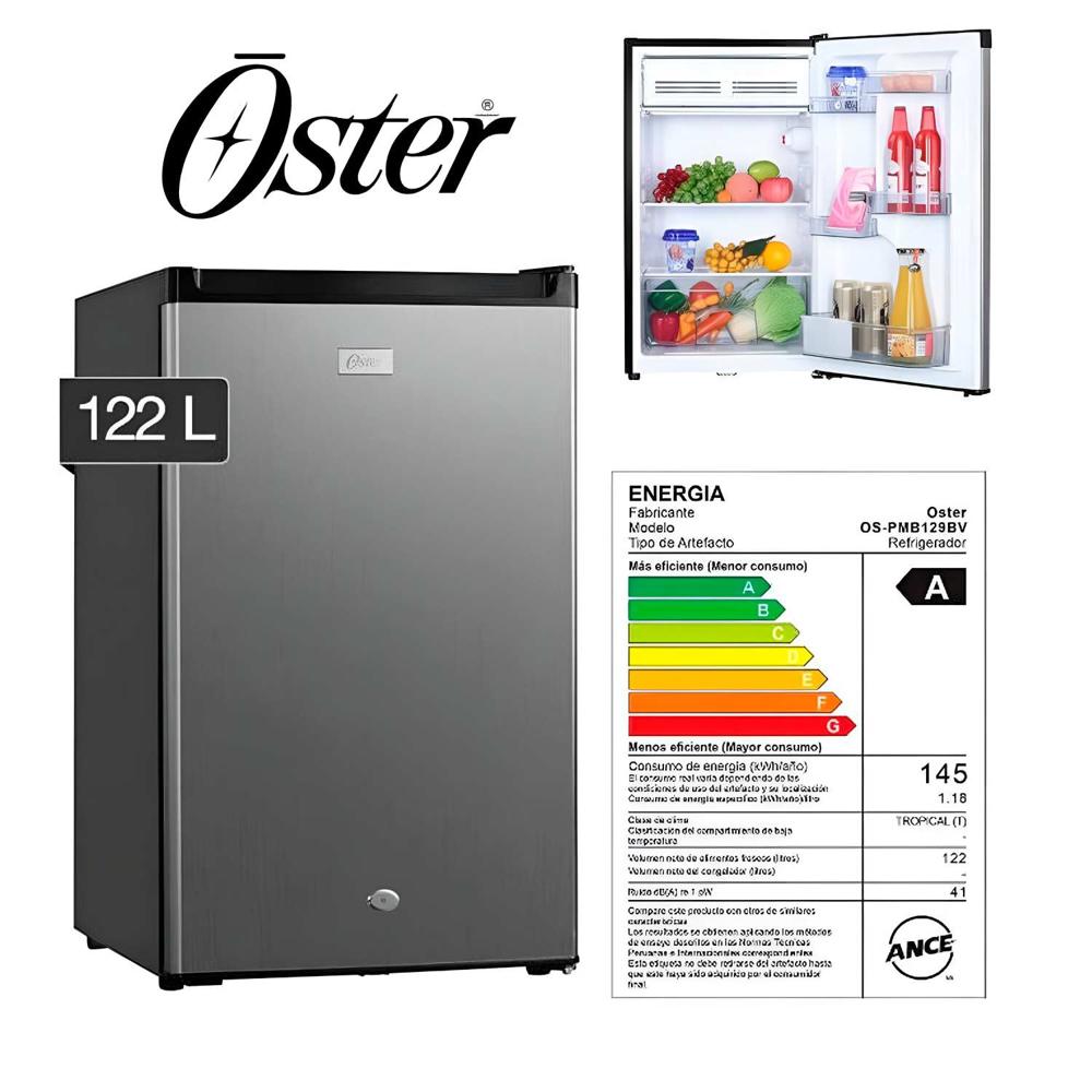 Frigobar Oster 122L OS PMB129BV  Negro con Silver