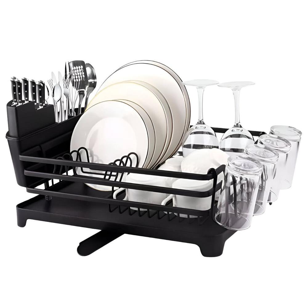 Escurridor de Platos de 1 Nivel de Aluminio Negro Modelo 420