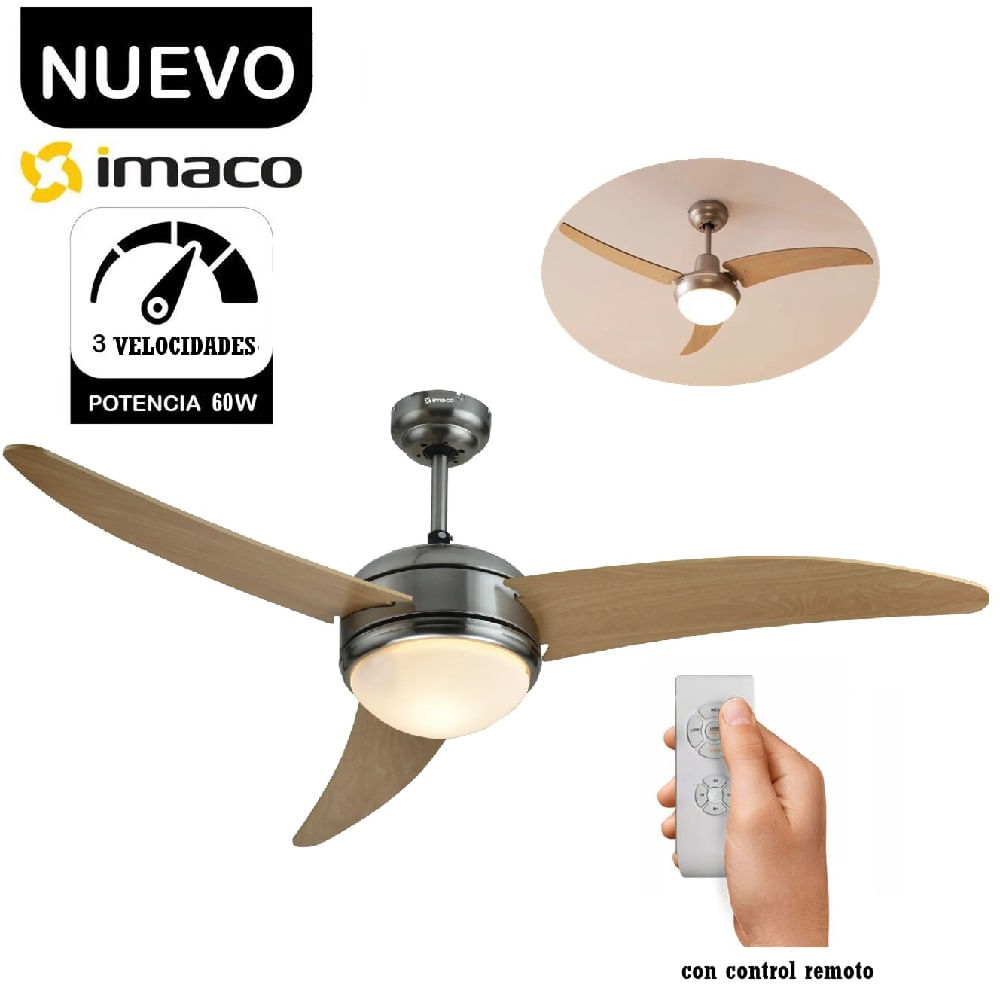 Ventilador De Techo Imaco Cf5260ac Con Iluminacion, Control 52""