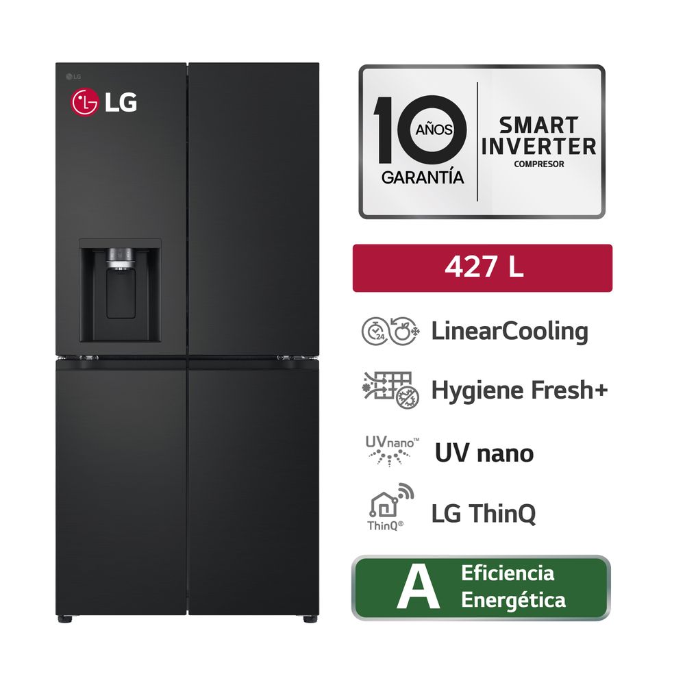 Refrigeradora LG 427L French Door GM57SPM Negro Mate