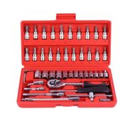 Juego Kit de Llaves Herramientas de 46 Piezas Estuche Rojo