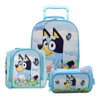 Pack Escolar  A4 Children Club Maleta Lonchera Cartuchera Bluey Celeste