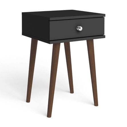 Velador Retro 1 Cajón MDP Negro 40x60x38cm