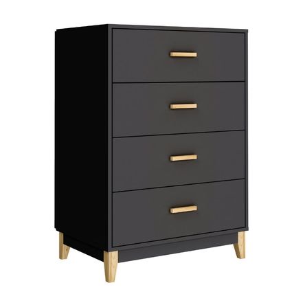 Cómoda Legno 4 Cajónes MDP Negro 70x99x45cm