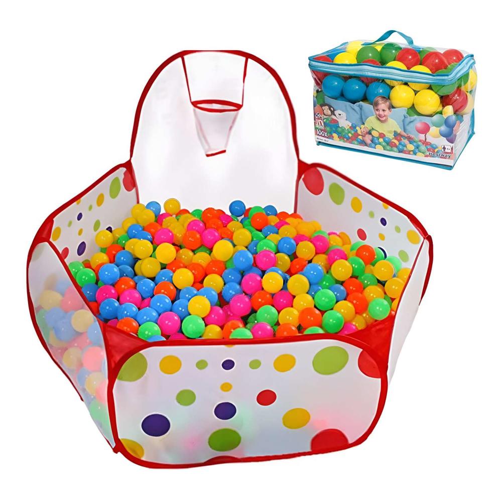 Piscina de pelotas con Aro 100 Pelotas Multicolor Rojo