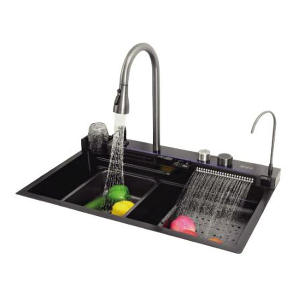 Lavadero Multifuncional de Acero Inoxidable con Grifo de Cocina Retráctil - Decokasa