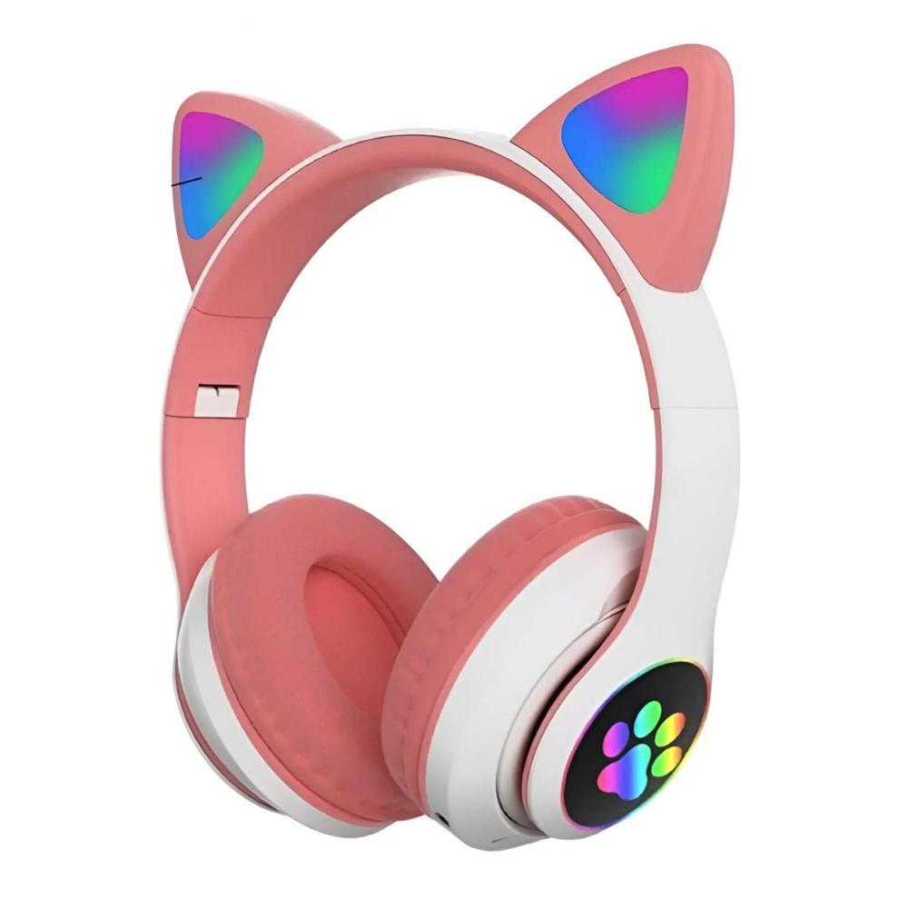 Audifono Inalambrico STN-28 Bluetooth Oreja de Gato Rosado