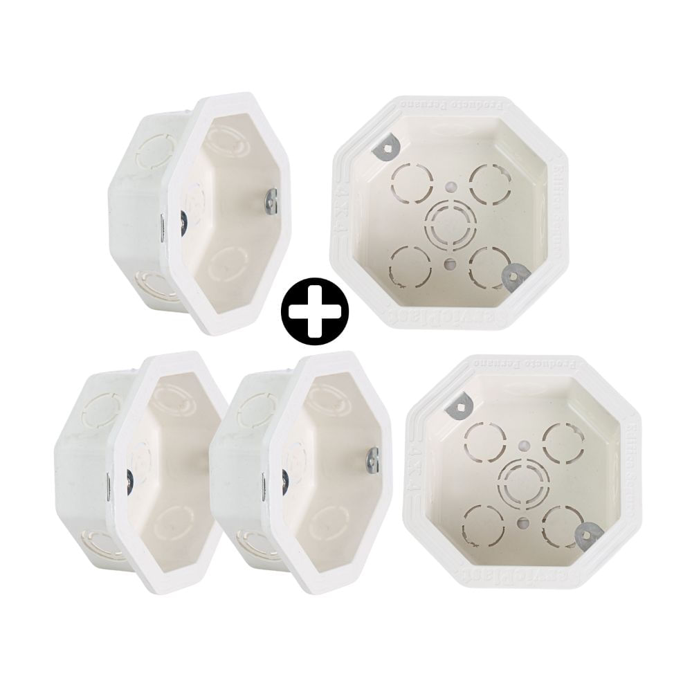 COMBO 5 Cajas Octogonal Empotrable Polipropileno 4x4"" Werken