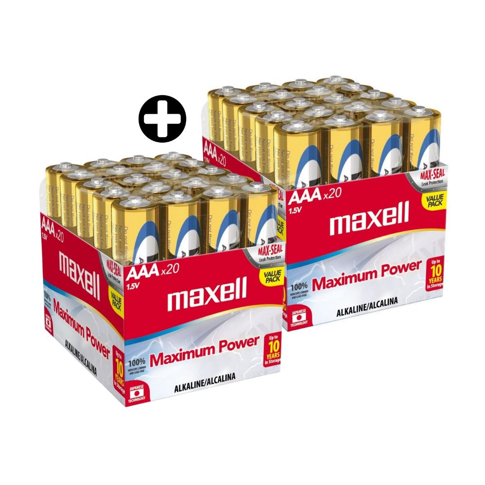 COMBO 2 Pilas Pack x 20 AAA Maxell