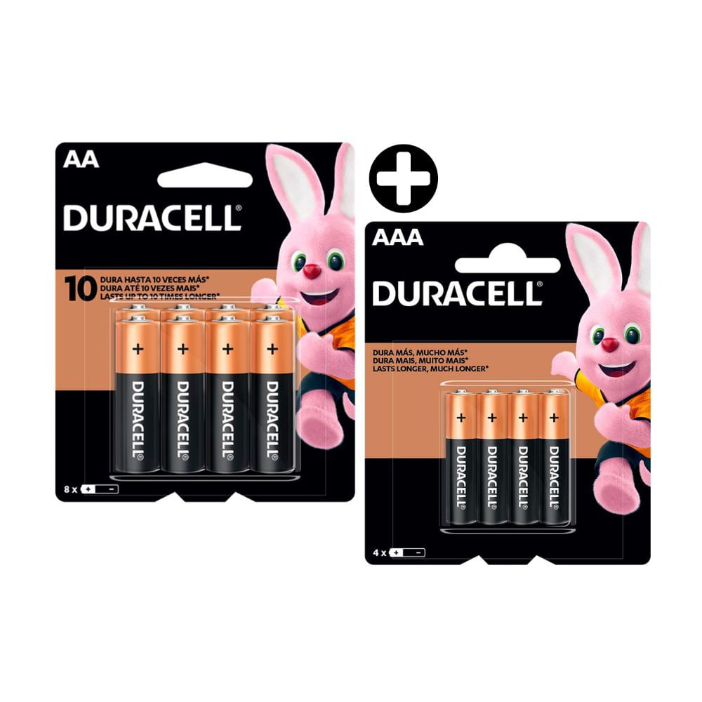 COMBO Pilas Duracell AA x 8 unidades + Pilas Duracell AAA x 4 unidades