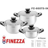 Juego de ollas de acero de 6 pzs.  Finezza (FZ-605TS-IN)