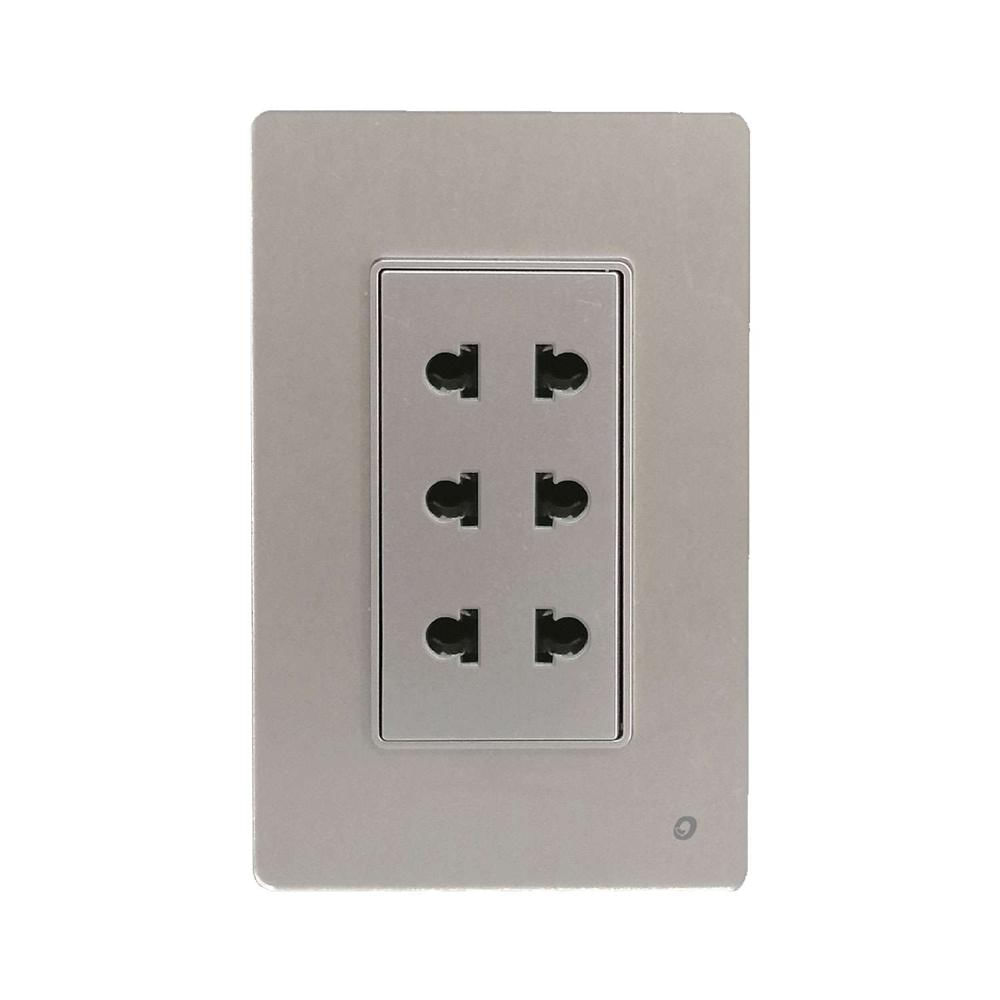 Tomacorriente Triple Universal 2 Polos OP-AT-36SLV OPALUX