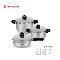 Set de ollas FINEZZA FZ-1048TS de acero inoxidable 6 Pzas