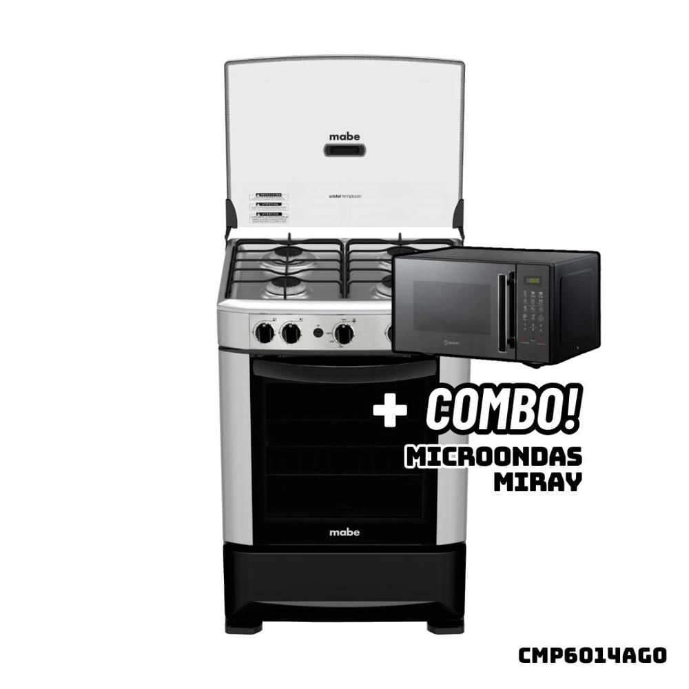 Cocina De Pie MABE a Gas 4 Hornillas Acero INOX CMP6014AG0 + Microondas HMM-21N