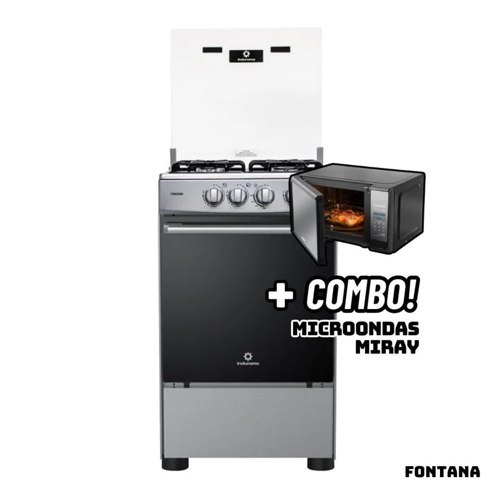 Cocina De Pie INDURAMA a Gas 4 Hornillas FONTANA + Microondas HMM-20N