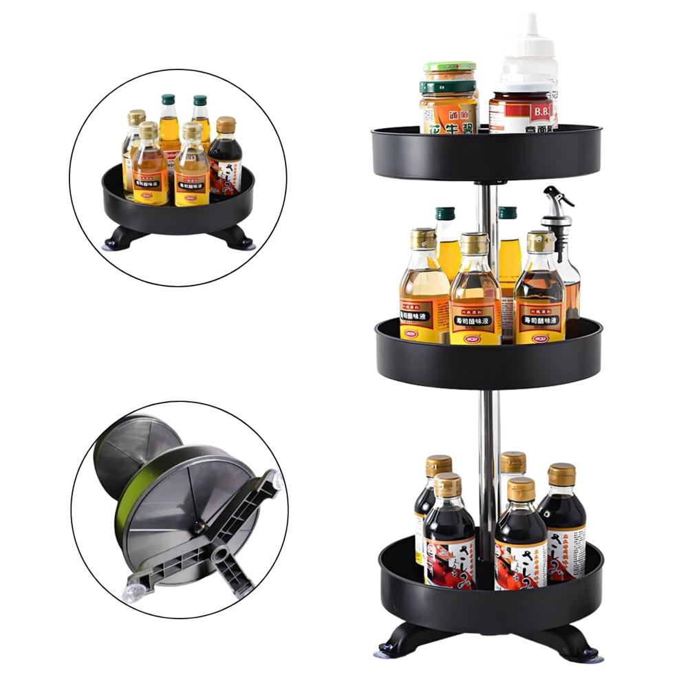 Organizador De Cocina Vertical Multiuso Giratorio 3 Niveles Negro  310NE01