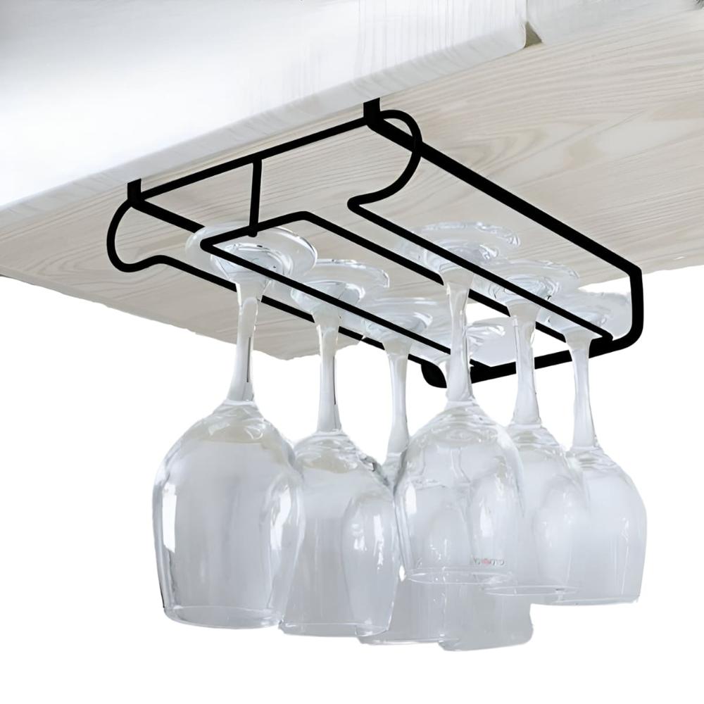 Soporte Organizador De Copas De 2 Carriles Negro  232NE01