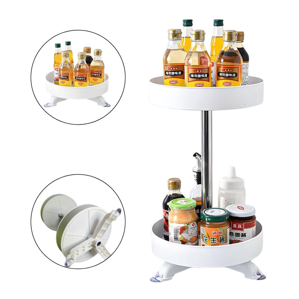 Organizador De Cocina Vertical Multiuso Giratorio 2 Niveles Blanco  307BL01