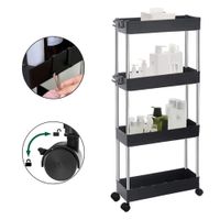 Carrito Organizador Multiuso Pinpin De 4 Niveles Delgado Negro  175NE01