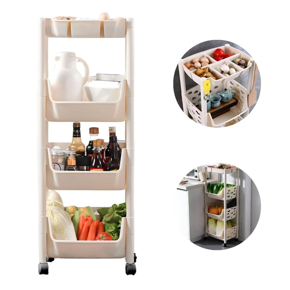 Estante Organizador De Cocina Multiuso De 4 Niveles Con Divisiones Hueso  358HS01