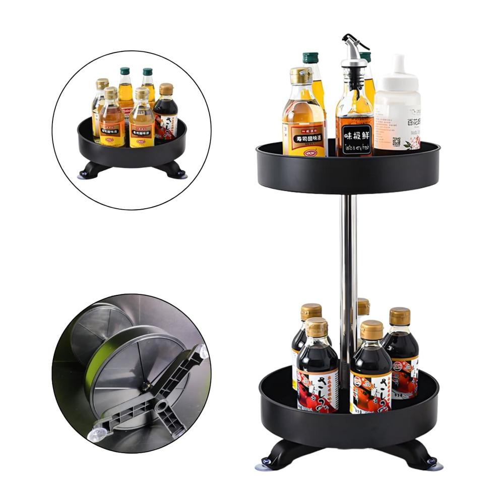 Organizador De Cocina Vertical Multiuso Giratorio 2 Niveles Negro  308NE01
