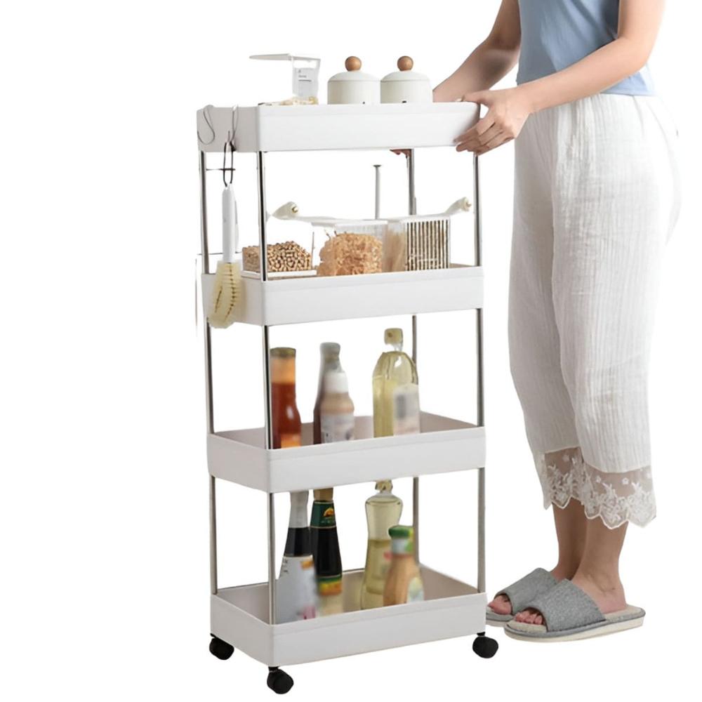 Carrito Organizador Multiuso Pinpin De 4 Niveles Ancho Blanco 380001