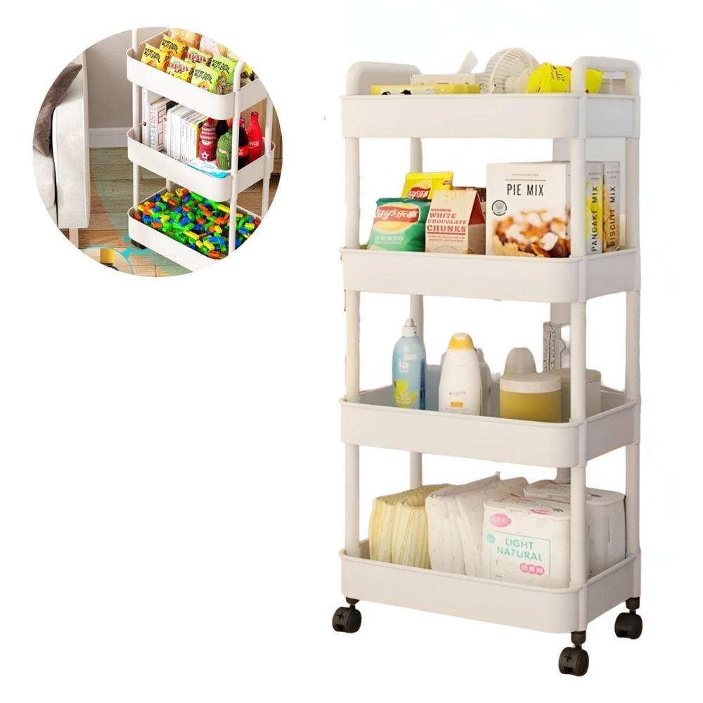 Carrito De 4 Niveles Con Asas Organizador Multiuso Blanco  337BL01