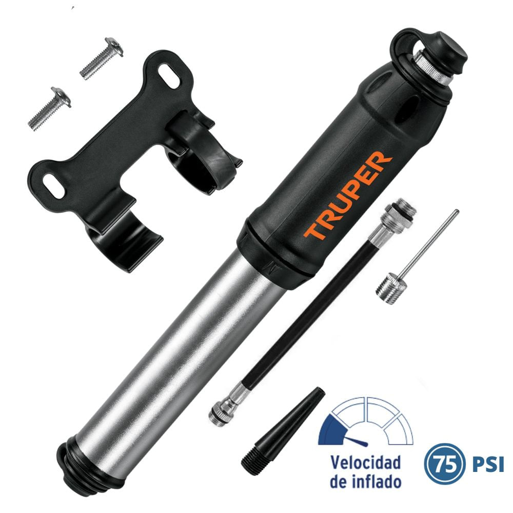 Mini inflador manual para bicicleta de 75 psi truper