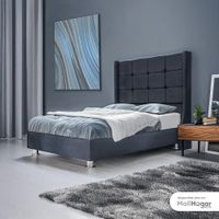 Cama Tapizada Narciso 2 Plazas - Beige Claro