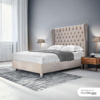 Cama Tapizada Clavel 2 Plazas - Gris Oscuro