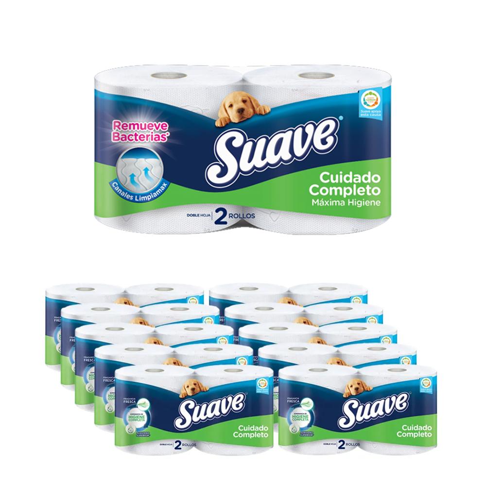 Papel Higiénico SUAVE Doble Hoja Verde Cuidado Completo Paquete x 20 und