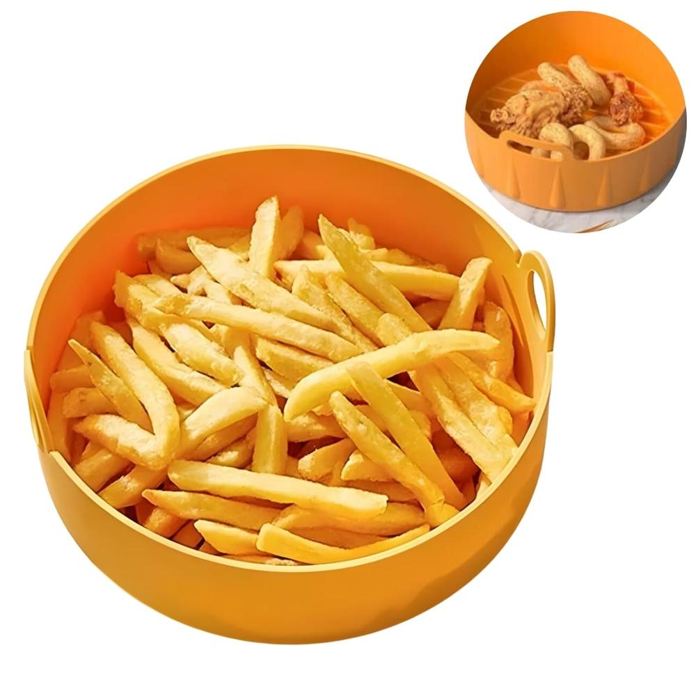 Bandeja De Silicona Reutilizable Para Freidora Horno Redonda Amarillo 300BRA01