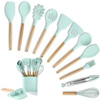 Set De Utensilios De Silicona De 13 Piezas Verde Agua  289SETVA01