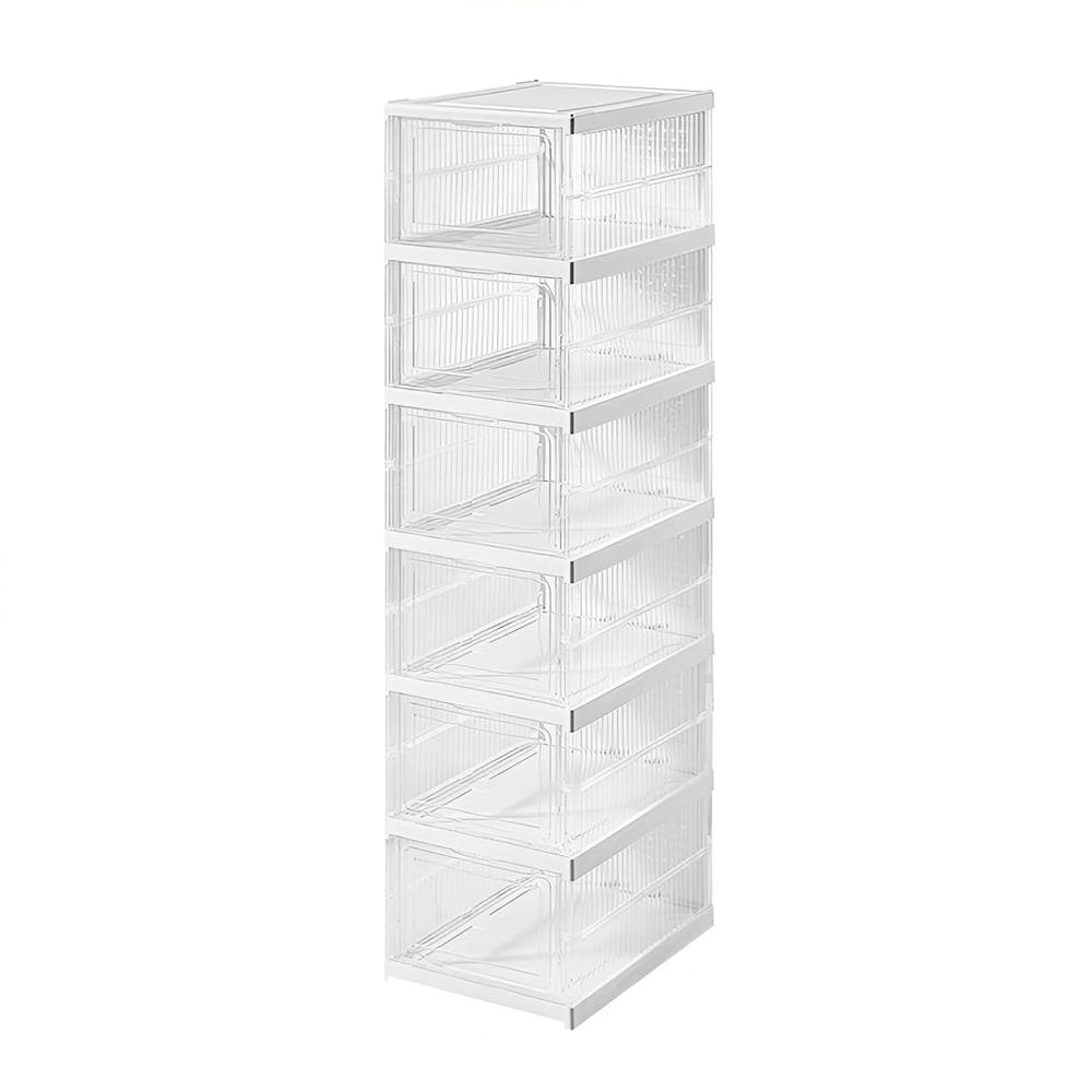 Zapatera Transparente Plegable de 6 Niveles