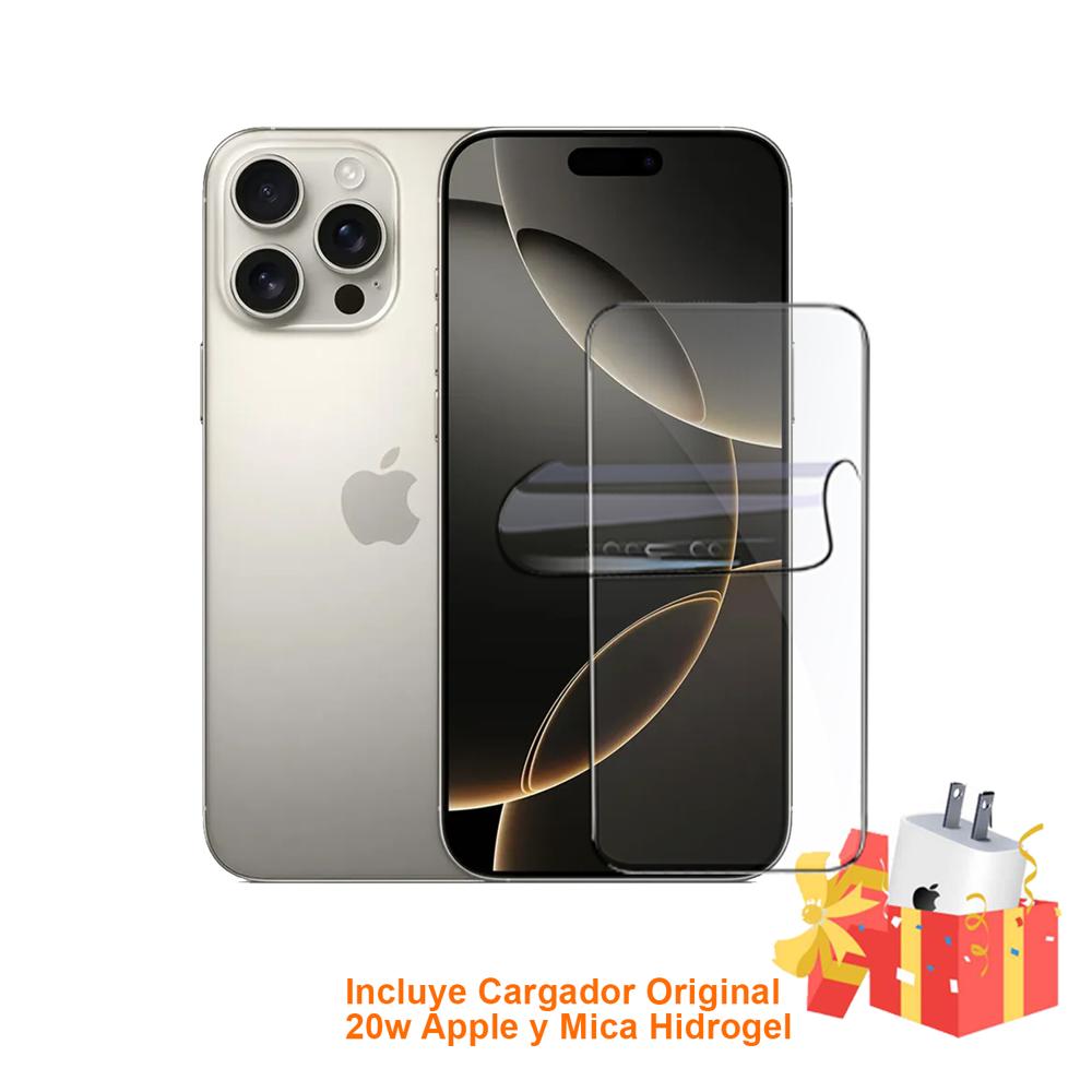Apple Iphone 16 Pro Max 1TB Esim Natural Titanium con Mica Hidrogel y Cargador 20w Original