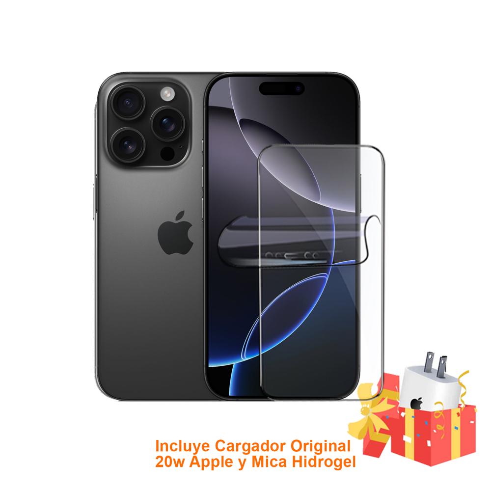 Apple Iphone 16 Pro Max 256Gb Esim Black Titanium con Mica Hidrogel y Cargador 20w Original