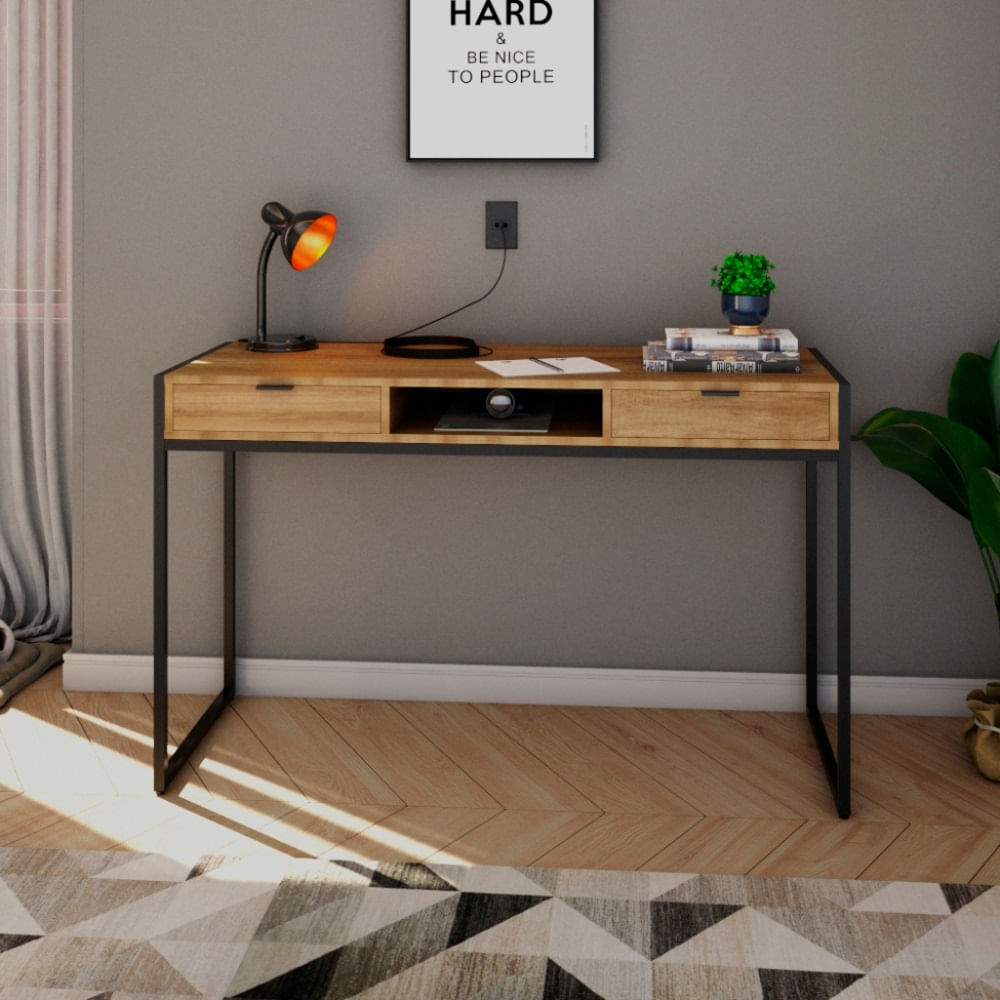 Escritorio Moderno Industrial Panela 2 Cajones R&R MUEBLES