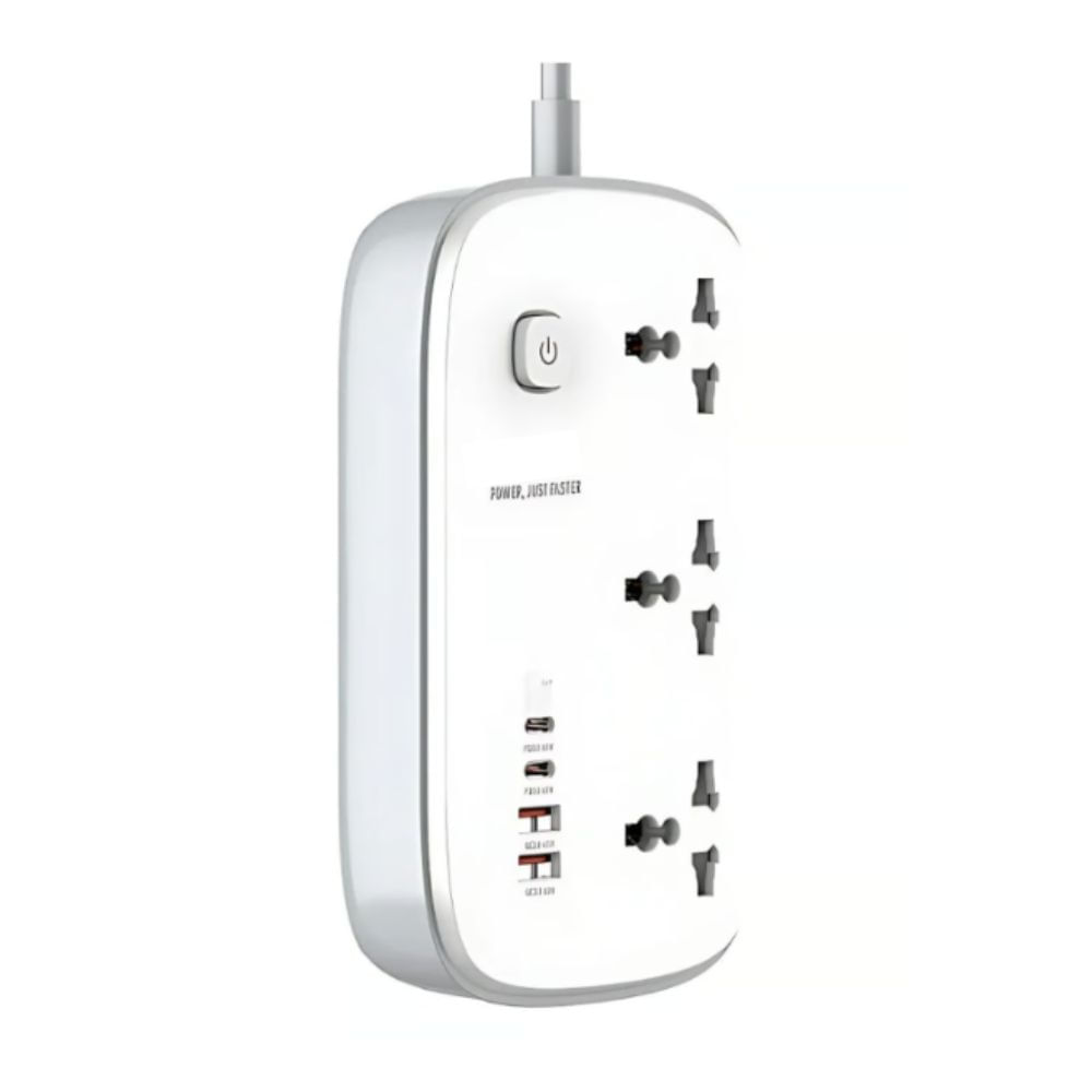 Tomacorriente 3 Puertos con Entrada USB Tipo C LDNIO 65w