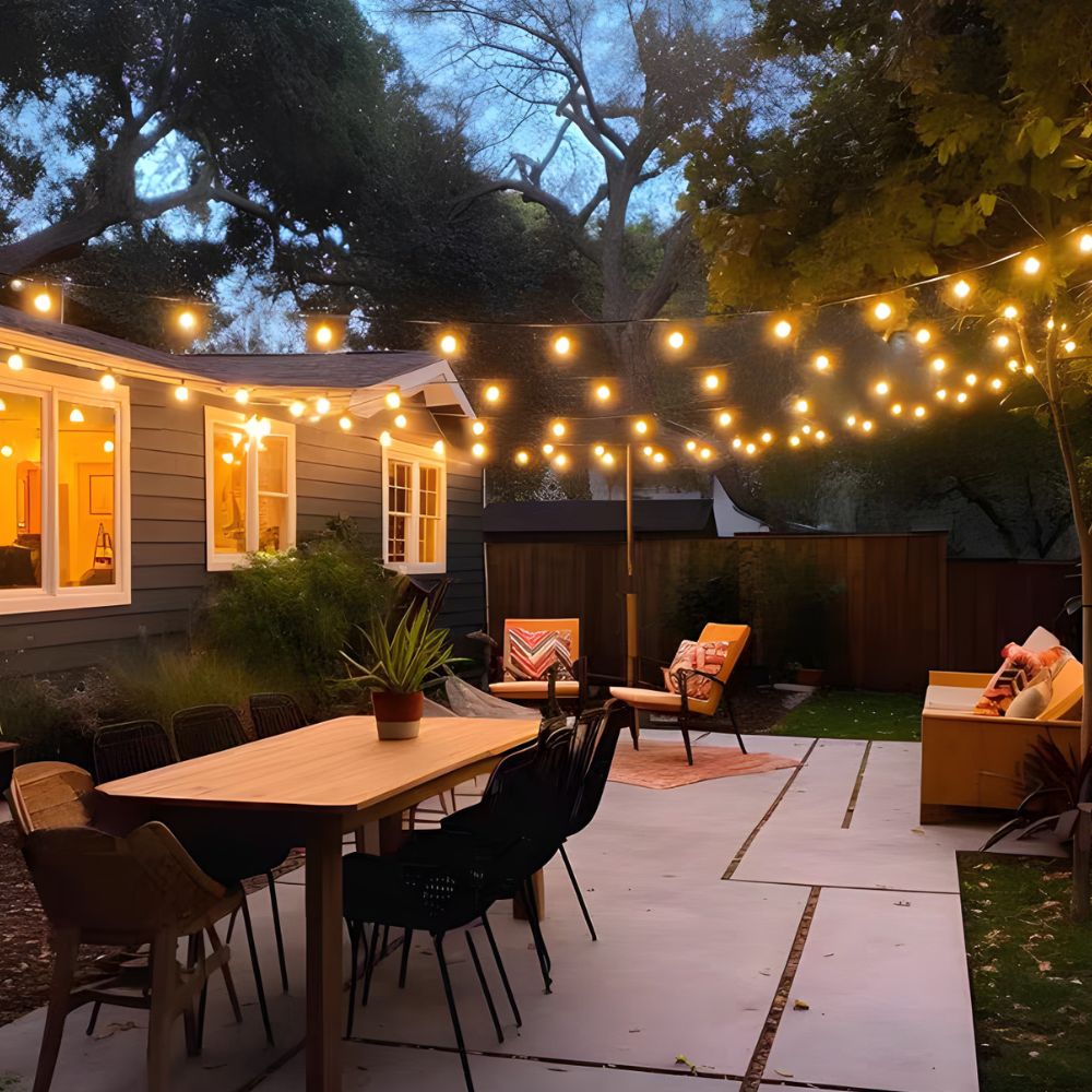 Guirnalda LED Orange 30 Focos Luz Cálida 15m Exterior Negro