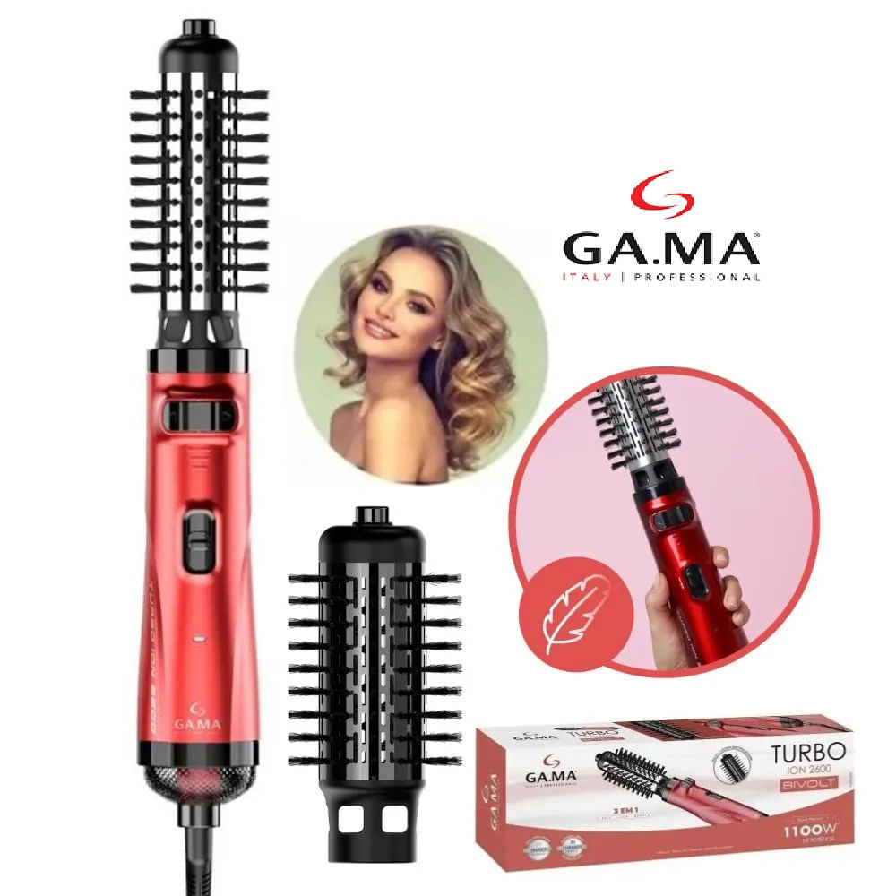 Alisador Cepillo Modelador 3 en 1 Rotativo Turbo Gama 0478 Rojo