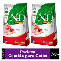 Pack x2 Comida para Gato Adulto N&D Pollo y Granada 7.5 kg