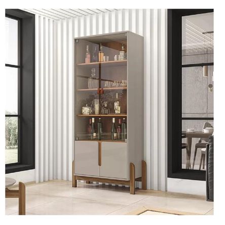 Vitrina Moderna TU MESITA Palmer 4 puertas color Gris claro/Marrón Vitrina Moderna TU MESITA Palmer 4 puertas color Gris claro/Marrón