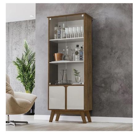 Vitrina Multiusos TU MESITA Marsella color Marrón/Blanco 4 puertas