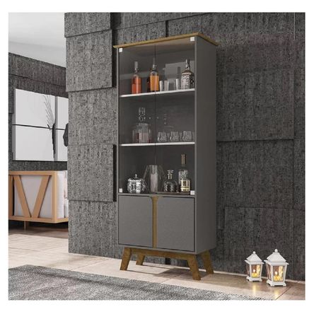 Vitrina Multiusos TU MESITA Marsella color Gris/Marrón 4 puertas Vitrina Multiusos TU MESITA Marsella color Gris/Marrón 4 puertas