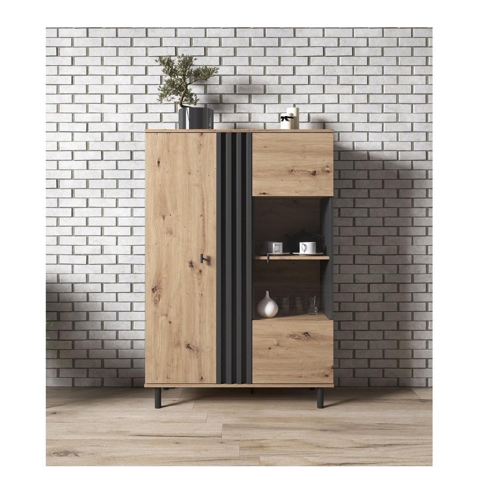 Vitrina Moderna TU MESITA Jacabo color Negro/Marrón 2 puertas