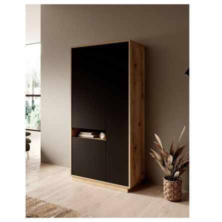Vitrina Jissa TU MESITA alta color Marrón/Negro 3 puertas