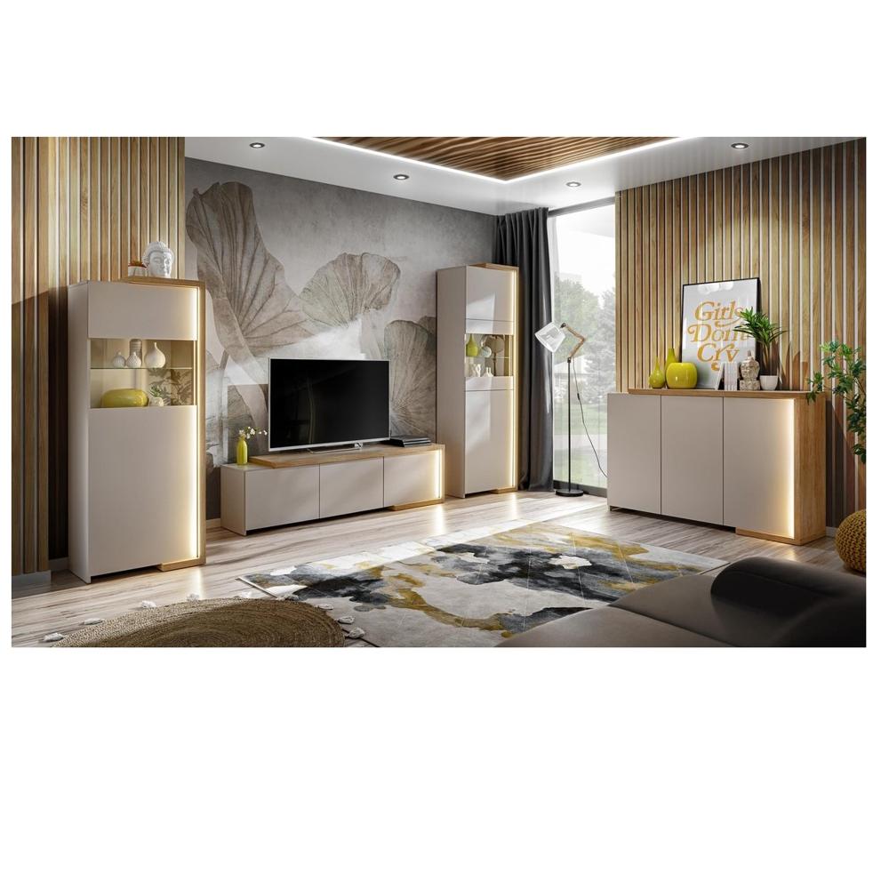 Vitrina Moderna TU MESITA Faby color Blanco/Duna 1 puerta