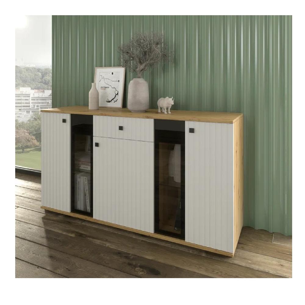 Aparador Moderno TU MESITA Morgan color Marrón/Blanco 3 puertas 1 cajón