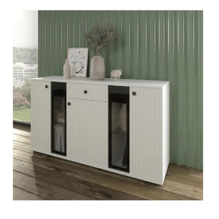 Aparador Moderno TU MESITA Morgan color Blanco 3 puertas 1 cajón